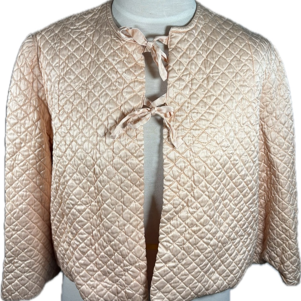 💕Vintage 💕 Puffett Barbizon Blush Quilted Women's Sleep Bed Jacket